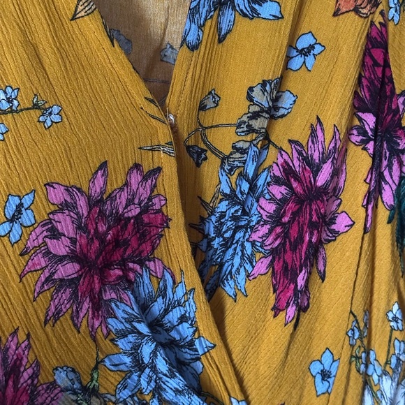 Yellow Ruffled Wrap Sundress with Puff Sleeves - Picture 11 of 15